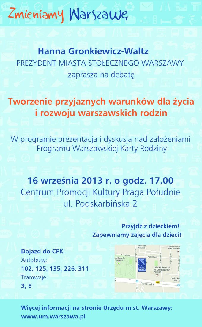 Zaproszenie na debatę - Życie i rozwój warszawskich rodzin