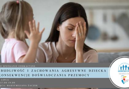 Nadpobudliwość i zachowania agresywne dziecka jako konsekwencje doświadczania przemocy- bezpłatne spotkanie edukacyjne