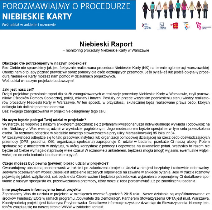 badanie niebieskie karty informacja